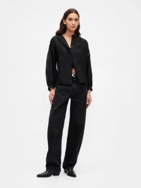 Transparentes Voile-Hemd mit Blumenmuster