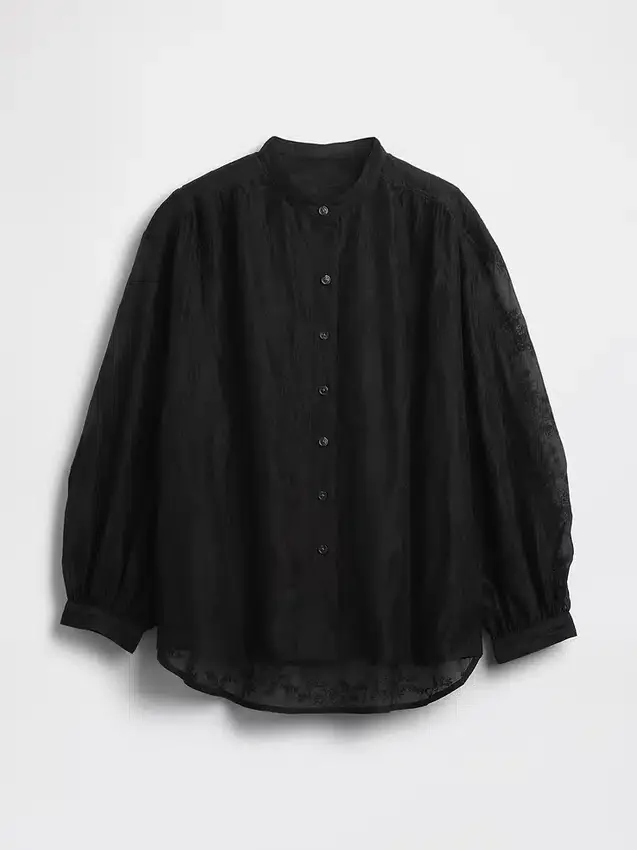 Transparentes Voile-Hemd mit Blumenmuster