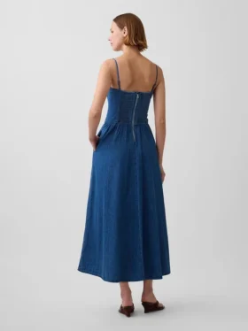 Trägerloses Jeans-Maxikleid