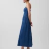 Trägerloses Jeans-Maxikleid