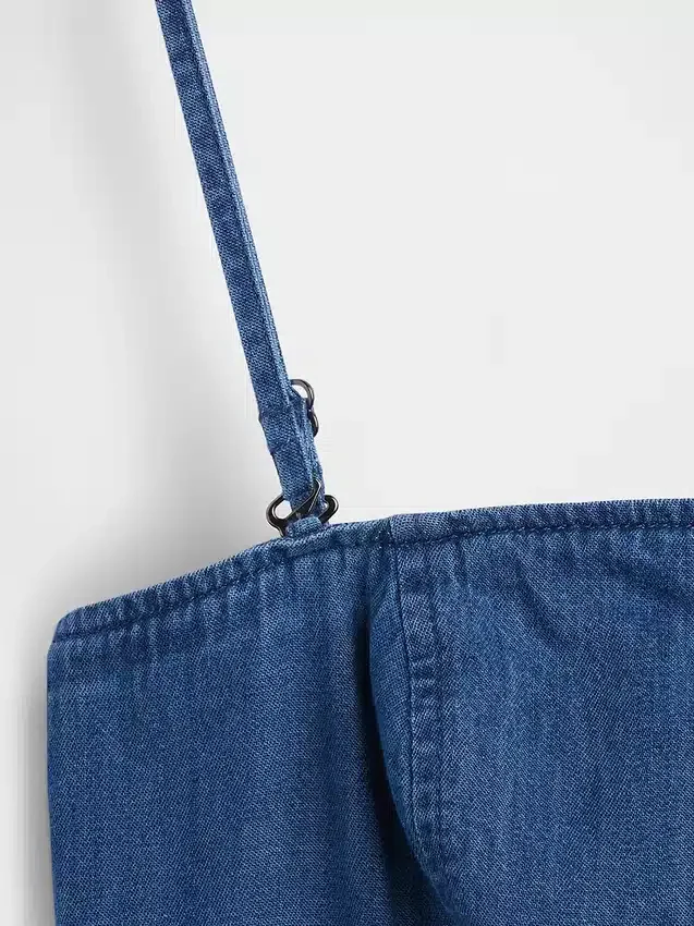Trägerloses Jeans-Maxikleid