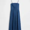 Trägerloses Jeans-Maxikleid