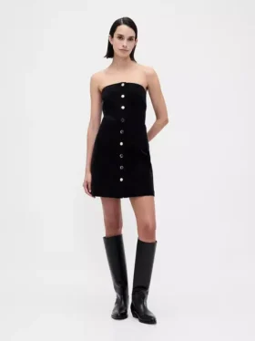Trägerloses Minikleid aus Cord