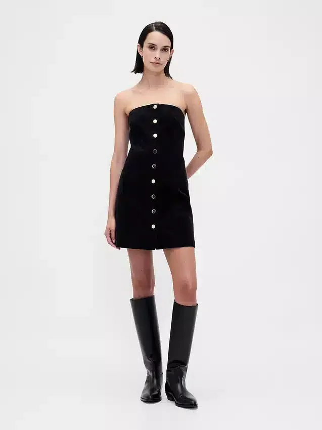 Trägerloses Minikleid aus Cord