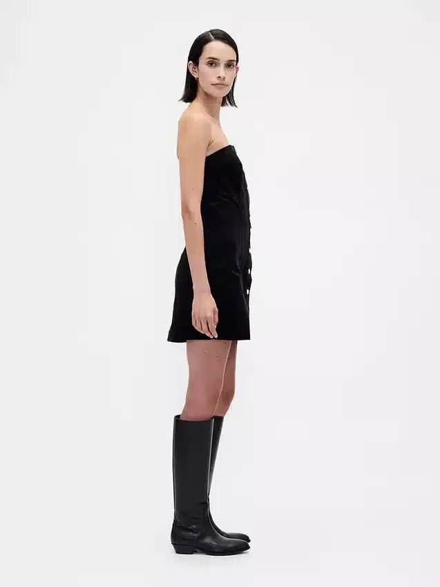 Trägerloses Minikleid aus Cord
