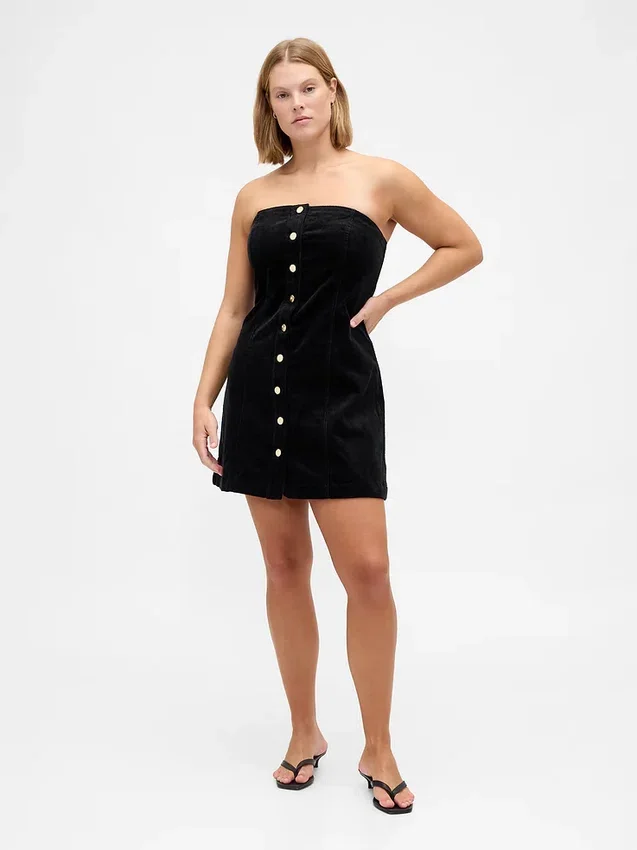 Trägerloses Minikleid aus Cord