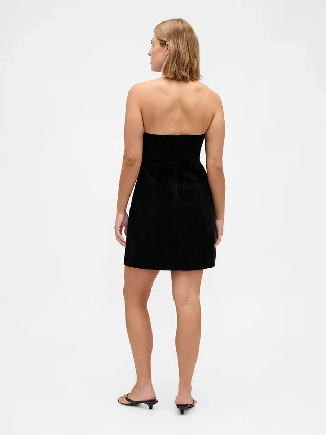 Trägerloses Minikleid aus Cord
