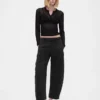 Twill-Hose mit mittlerer Leibhöhe und weitem Bein