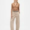 Twill-Hose mit mittlerer Leibhöhe und weitem Bein