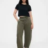 Twill-Hose mit mittlerer Leibhöhe und weitem Bein