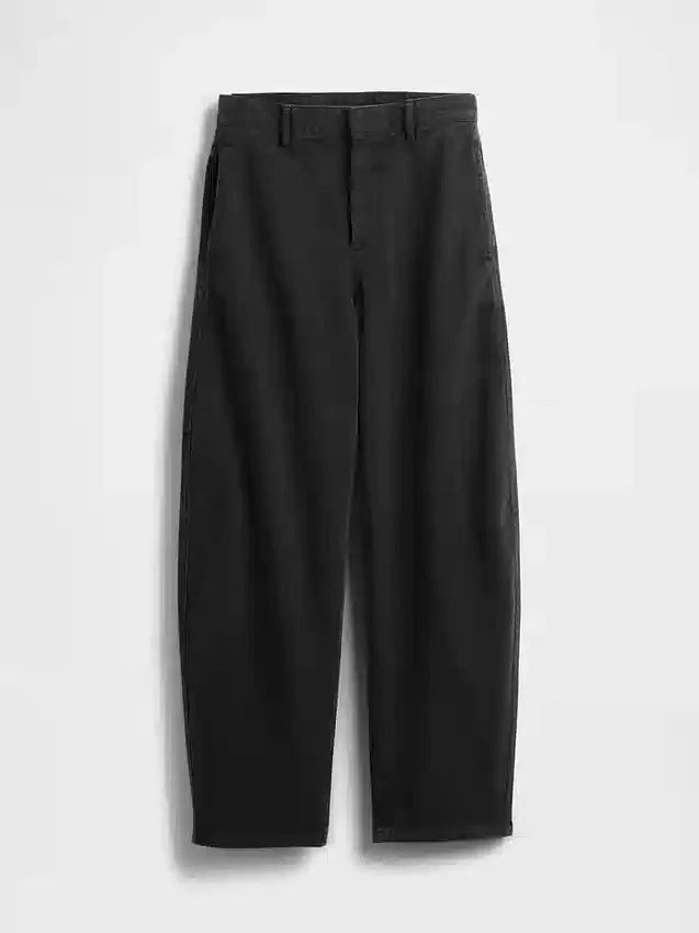 Twill-Hose mit mittlerer Leibhöhe und weitem Bein