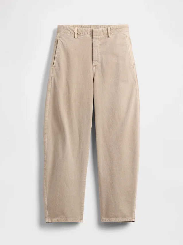Twill-Hose mit mittlerer Leibhöhe und weitem Bein
