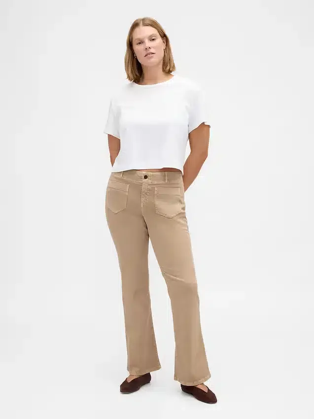 Twill-Hose mit niedriger Leibhöhe, lang und schmal geschnitten