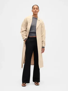 Twill-Hose mit niedriger Leibhöhe und ausgestelltem Bein