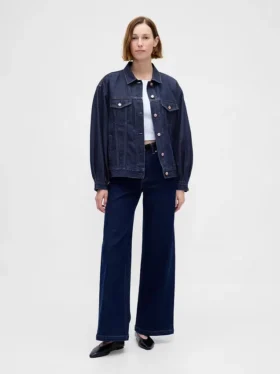 Ultraweiche, übergroße Icon-Jeansjacke mit Ballonärmeln