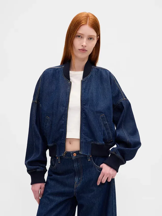 Ultraweiche Denim-Bomberjacke