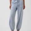 Ultraweiche Denim-Jogginghose mit weitem Bein