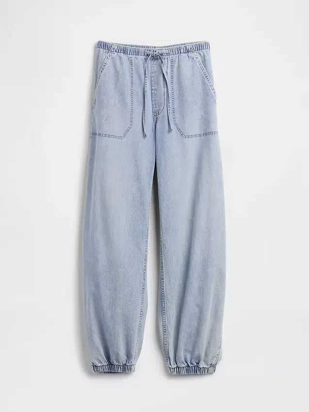Ultraweiche Denim-Jogginghose mit weitem Bein