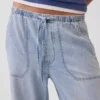 Ultraweiche Denim-Jogginghose mit weitem Bein