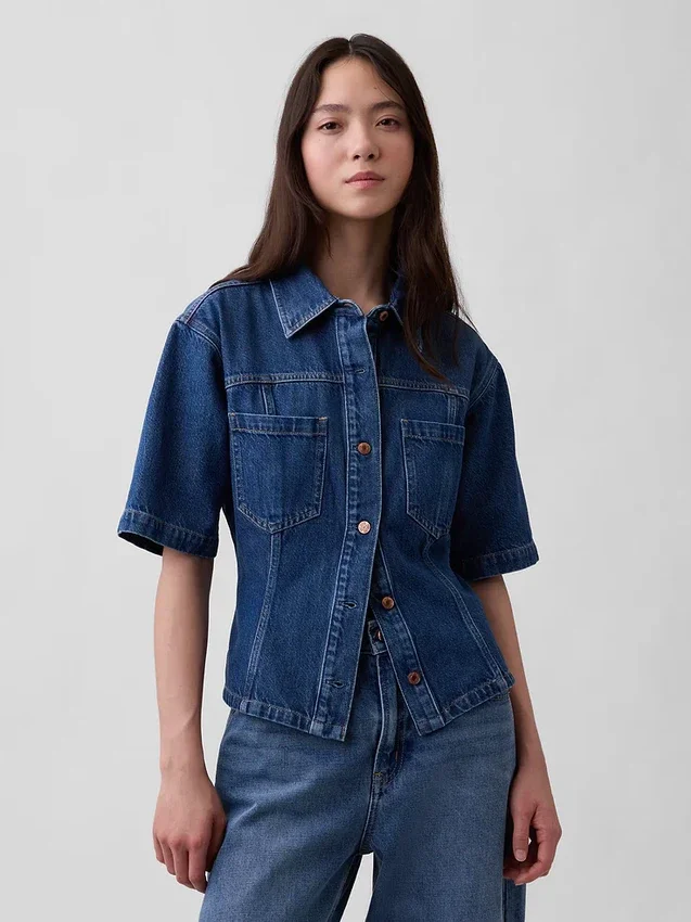 Ultraweiches Denim-Hemd mit Taschen
