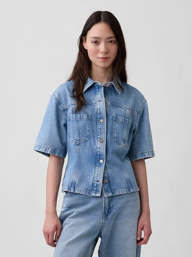 Ultraweiches Denim-Hemd mit Taschen