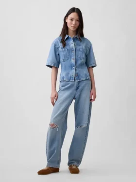 Ultraweiches Denim-Hemd mit Taschen