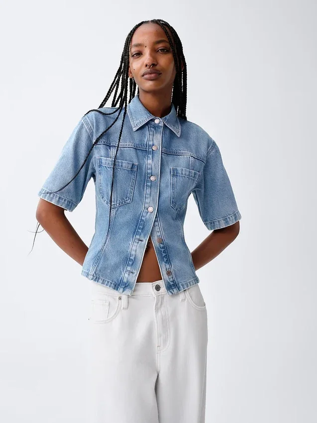 Ultraweiches Denim-Hemd mit Taschen
