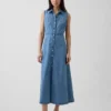 Ultraweiches Denim-Maxi-Hemdkleid