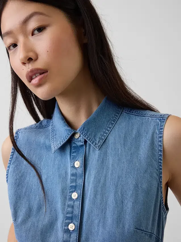 Ultraweiches Denim-Maxi-Hemdkleid