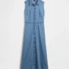 Ultraweiches Denim-Maxi-Hemdkleid