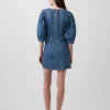 Ultraweiches Denim-Minikleid mit Puffärmeln