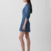 Ultraweiches Denim-Minikleid mit Puffärmeln