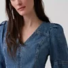 Ultraweiches Denim-Minikleid mit Puffärmeln