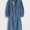 Ultraweiches Denim-Minikleid mit Puffärmeln