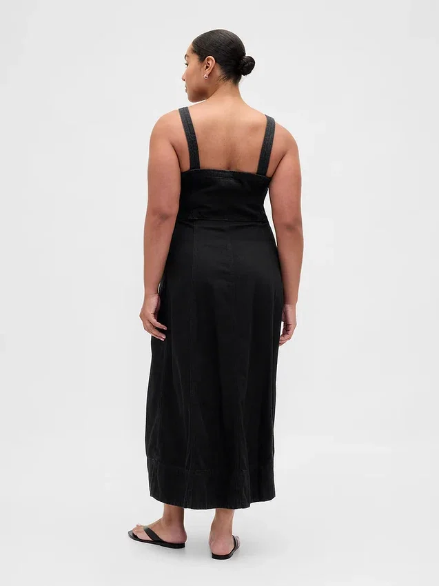 Ultraweiches Maxi-Kleid aus Denim mit Reißverschluss vorne