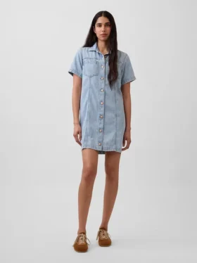 Ultraweiches Mini-Jeanshemdkleid