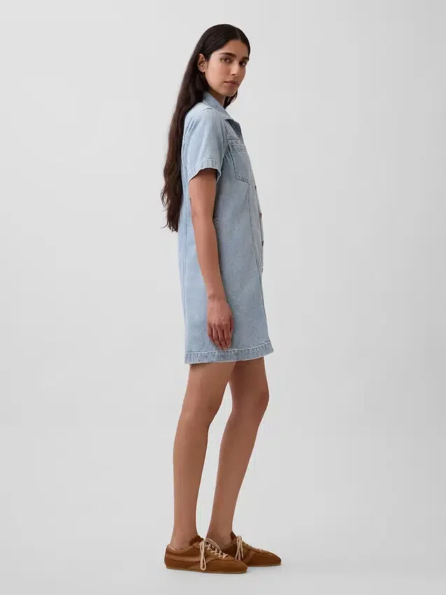 Ultraweiches Mini-Jeanshemdkleid