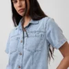 Ultraweiches Mini-Jeanshemdkleid