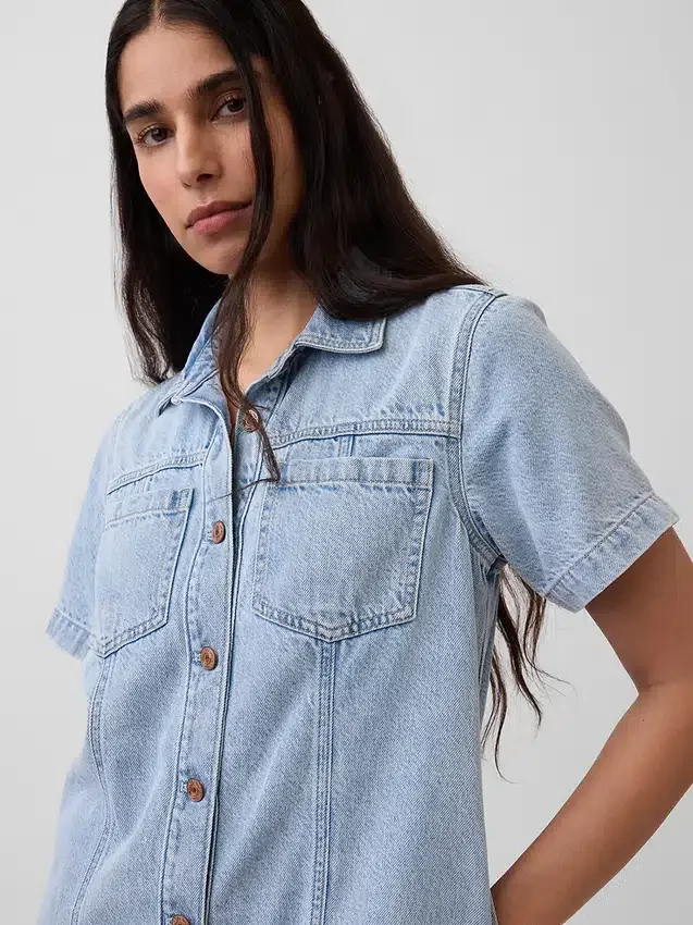 Ultraweiches Mini-Jeanshemdkleid