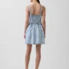 Ultraweiches Mini-Kleid aus gestreiftem Denim mit tief sitzender Taille
