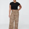 Ultrweiche Baggy-Jeans mit Leopardenmuster und mittlerer Leibhöhe