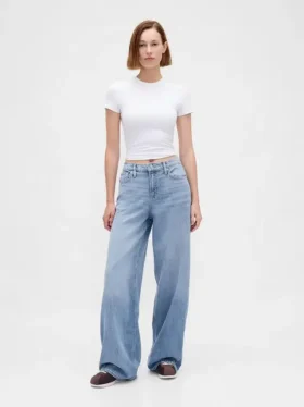 Ultrweiche Baggy-Jeans mit mittlerer Leibhöhe