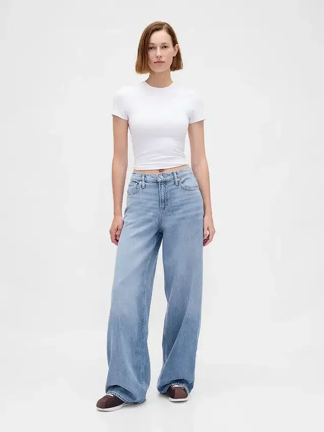 Ultrweiche Baggy-Jeans mit mittlerer Leibhöhe