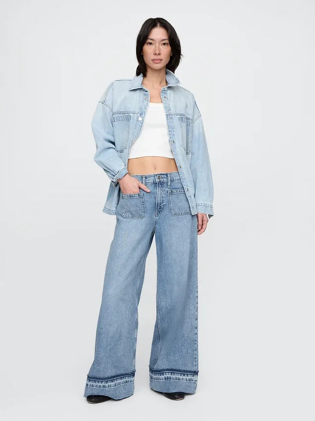 Ultrweiche Baggy-Jeans mit mittlerer Leibhöhe