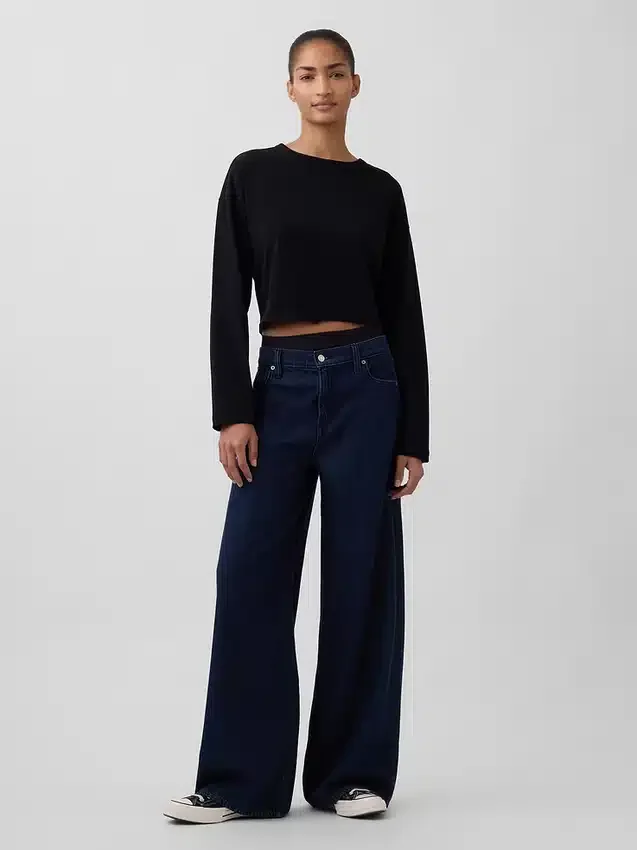 Ultrweiche Baggy-Jeans mit mittlerer Leibhöhe