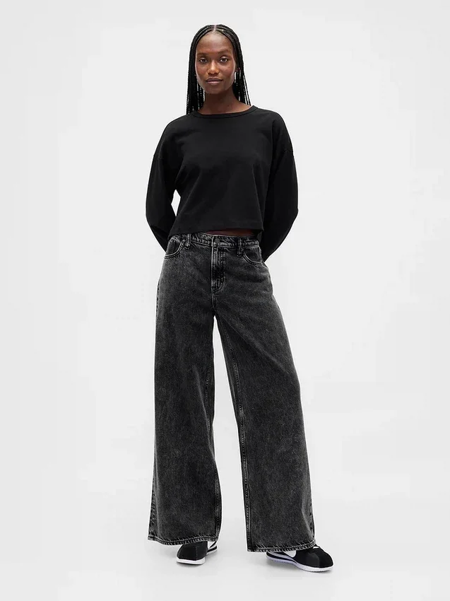 Ultrweiche Baggy-Jeans mit mittlerer Leibhöhe