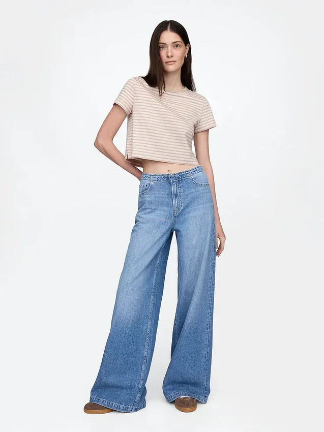 Ultrweiche Baggy-Jeans mit mittlerer Leibhöhe