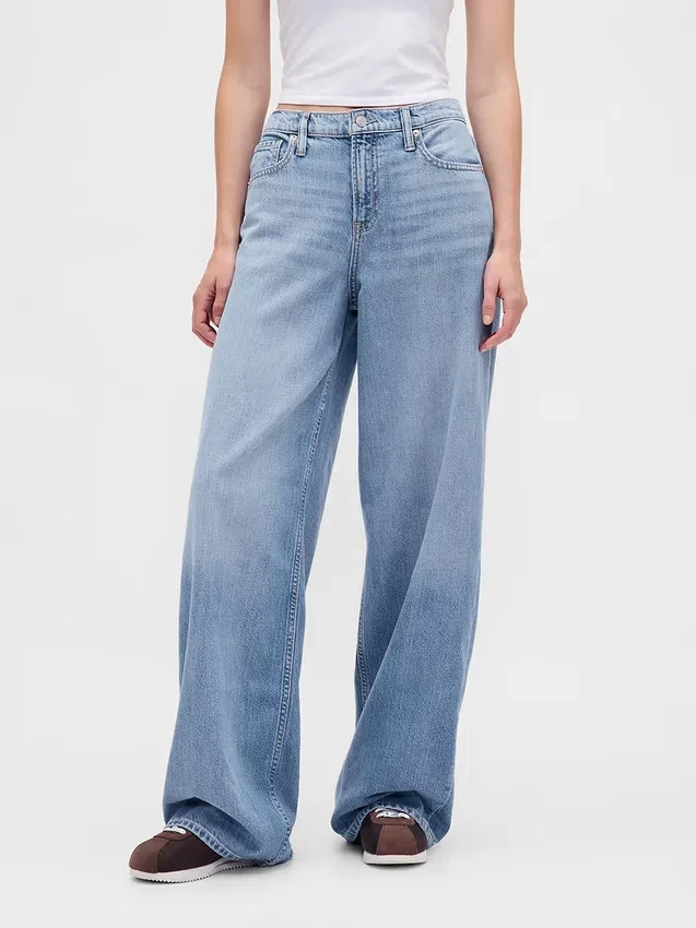 Ultrweiche Baggy-Jeans mit mittlerer Leibhöhe