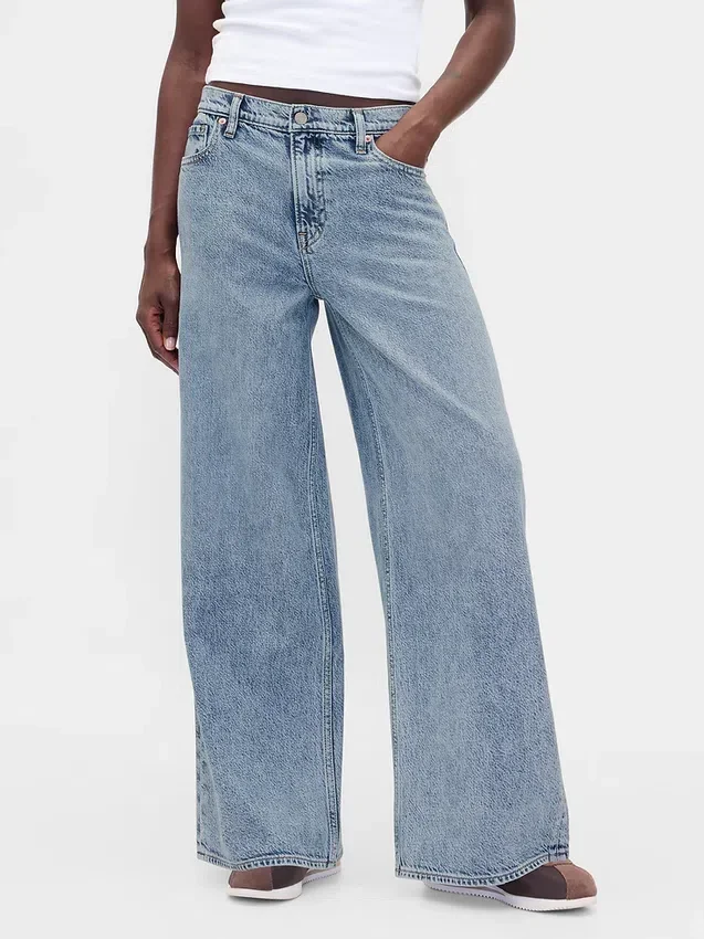 Ultrweiche Baggy-Jeans mit mittlerer Leibhöhe