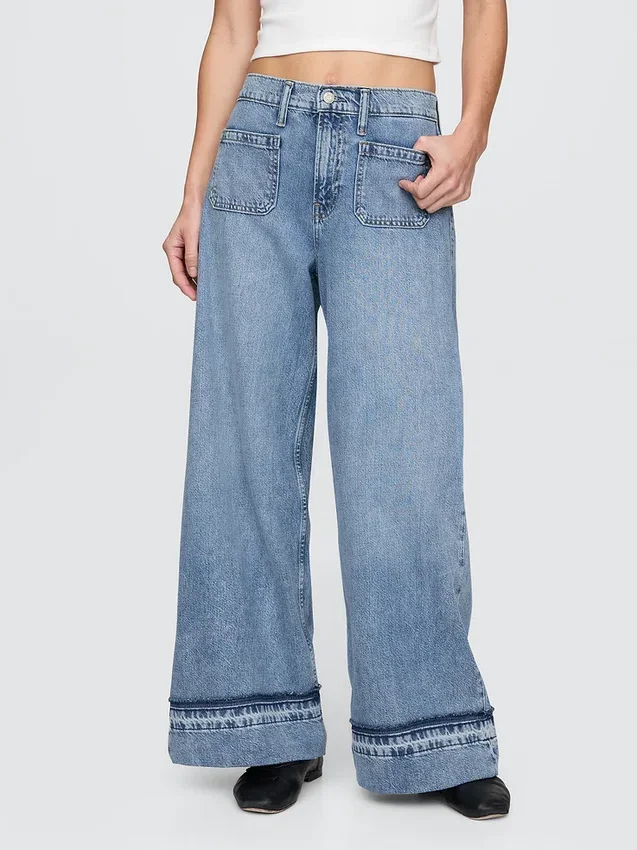 Ultrweiche Baggy-Jeans mit mittlerer Leibhöhe
